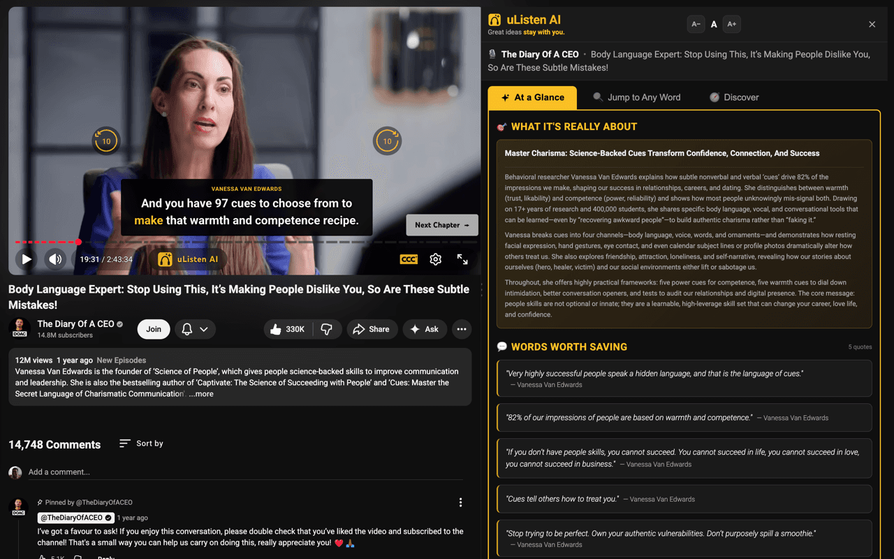 At a Glance summary on Diary of a CEO