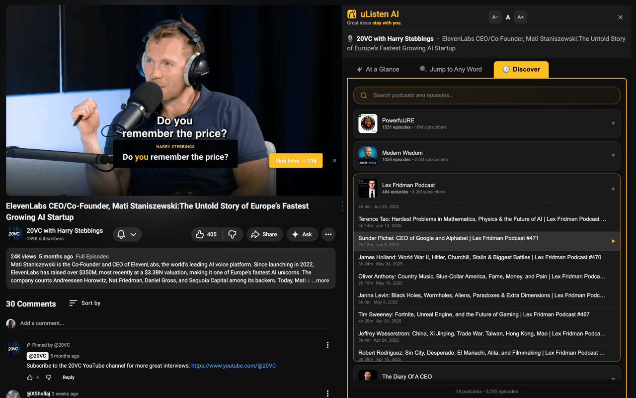 Discover episodes on 20VC with Harry Stebbings